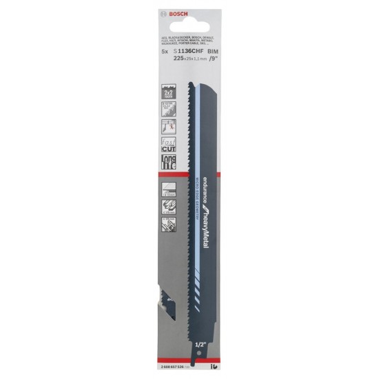 Bosch Endurance Serisi Ağır Metal için Panter Testere Bıçağı S 1136 CHF - 5'li Bosch Endurance Serisi Ağır Metal için Panter Testere Bıçağı S 1136 CHF - 5'li