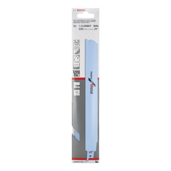 Bosch Heavy Serisi Metal için Panter Testere Bıçağı S 1126 BEF - 5'li Bosch Heavy Serisi Metal için Panter Testere Bıçağı S 1126 BEF - 5'li
